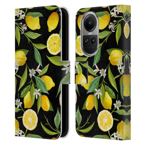 Haroulita Fruits Flowers And Lemons Leather Book Wallet Case Cover For OPPO Reno10 5G / Reno10 Pro 5G