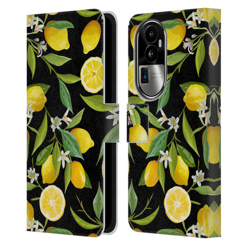 Haroulita Fruits Flowers And Lemons Leather Book Wallet Case Cover For OPPO Reno10 Pro+