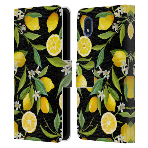 Haroulita Fruits Flowers And Lemons Leather Book Wallet Case Cover For Samsung Galaxy A01 Core (2020)
