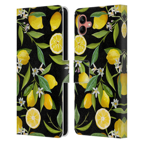 Haroulita Fruits Flowers And Lemons Leather Book Wallet Case Cover For Samsung Galaxy A04 (2022)