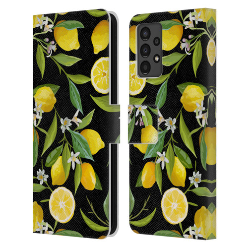 Haroulita Fruits Flowers And Lemons Leather Book Wallet Case Cover For Samsung Galaxy A13 (2022)