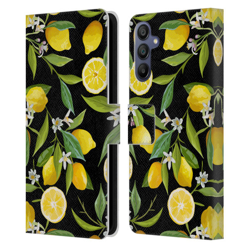 Haroulita Fruits Flowers And Lemons Leather Book Wallet Case Cover For Samsung Galaxy A15