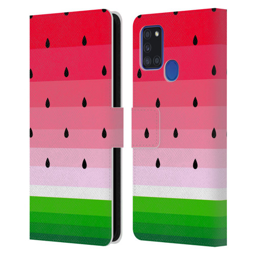 Haroulita Fruits Watermelon Leather Book Wallet Case Cover For Samsung Galaxy A21s (2020)