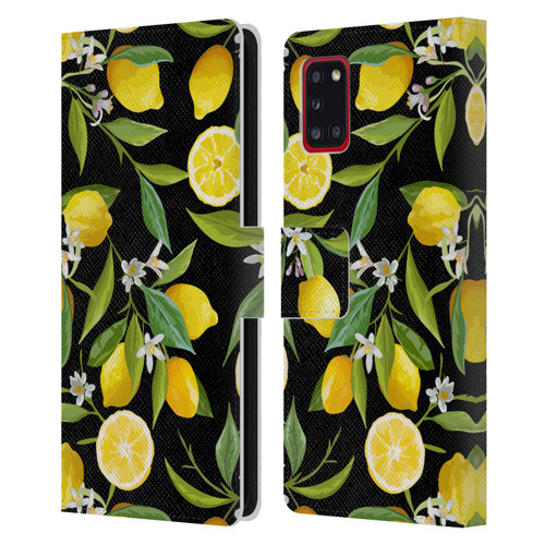 Haroulita Fruits Flowers And Lemons Leather Book Wallet Case Cover For Samsung Galaxy A31 (2020)