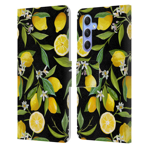 Haroulita Fruits Flowers And Lemons Leather Book Wallet Case Cover For Samsung Galaxy A34 5G