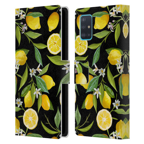Haroulita Fruits Flowers And Lemons Leather Book Wallet Case Cover For Samsung Galaxy A51 (2019)