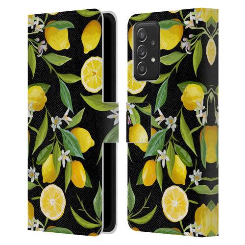 Haroulita Fruits Flowers And Lemons Leather Book Wallet Case Cover For Samsung Galaxy A53 5G (2022)