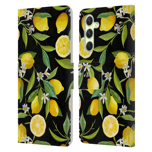 Haroulita Fruits Flowers And Lemons Leather Book Wallet Case Cover For Samsung Galaxy A54 5G