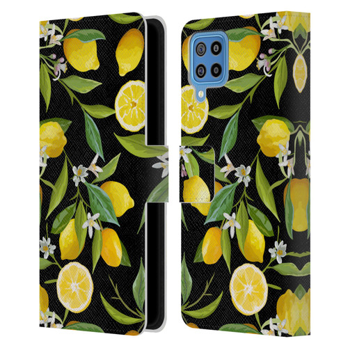 Haroulita Fruits Flowers And Lemons Leather Book Wallet Case Cover For Samsung Galaxy F22 (2021)