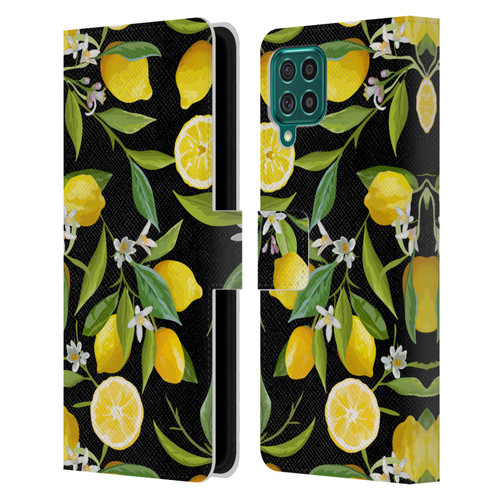 Haroulita Fruits Flowers And Lemons Leather Book Wallet Case Cover For Samsung Galaxy F62 (2021)