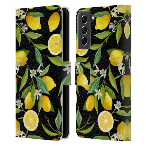 Haroulita Fruits Flowers And Lemons Leather Book Wallet Case Cover For Samsung Galaxy S21 FE 5G