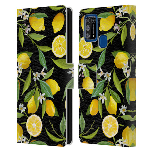 Haroulita Fruits Flowers And Lemons Leather Book Wallet Case Cover For Samsung Galaxy M31 (2020)