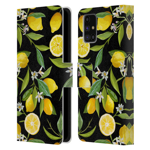 Haroulita Fruits Flowers And Lemons Leather Book Wallet Case Cover For Samsung Galaxy M31s (2020)