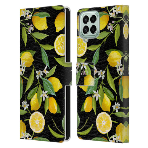 Haroulita Fruits Flowers And Lemons Leather Book Wallet Case Cover For Samsung Galaxy M33 (2022)