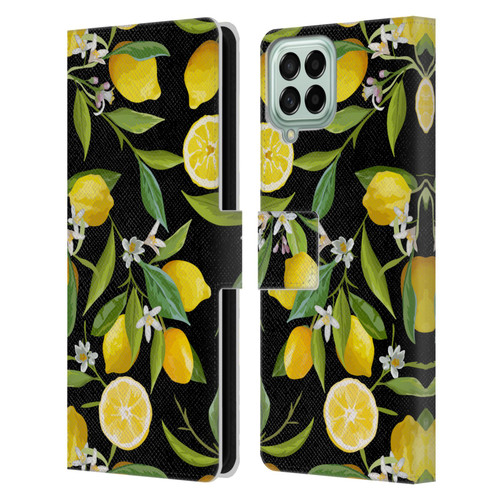 Haroulita Fruits Flowers And Lemons Leather Book Wallet Case Cover For Samsung Galaxy M53 (2022)