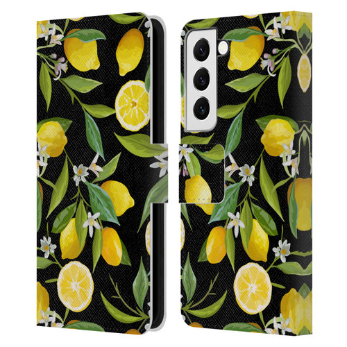 Haroulita Fruits Flowers And Lemons Leather Book Wallet Case Cover For Samsung Galaxy S22 5G