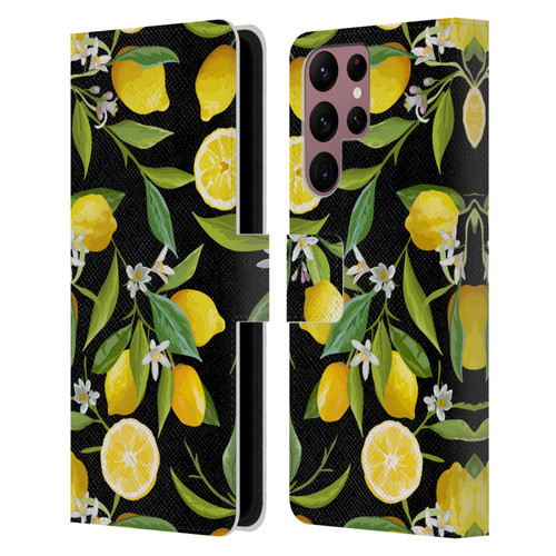 Haroulita Fruits Flowers And Lemons Leather Book Wallet Case Cover For Samsung Galaxy S22 Ultra 5G