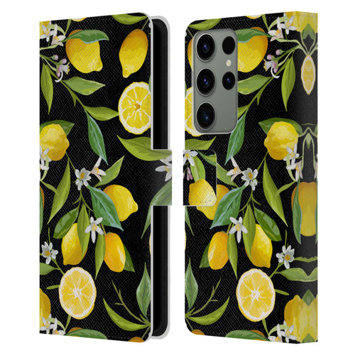 Haroulita Fruits Flowers And Lemons Leather Book Wallet Case Cover For Samsung Galaxy S23 Ultra 5G