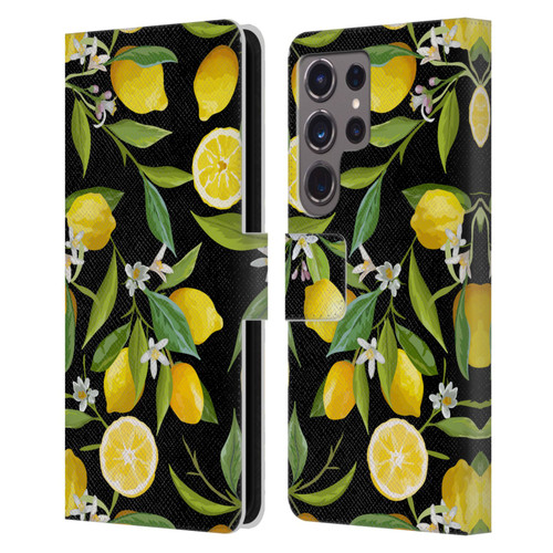 Haroulita Fruits Flowers And Lemons Leather Book Wallet Case Cover For Samsung Galaxy S24 Ultra 5G
