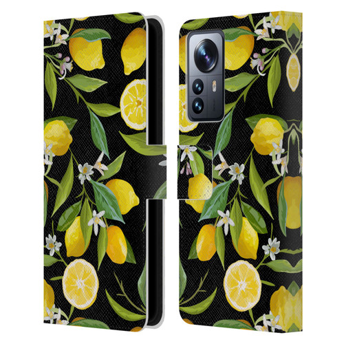 Haroulita Fruits Flowers And Lemons Leather Book Wallet Case Cover For Xiaomi 12 Pro