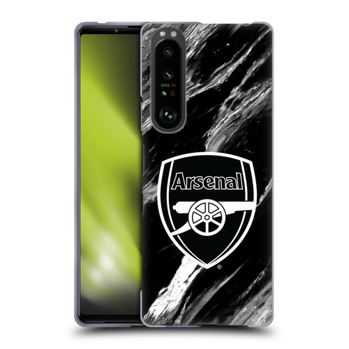 Arsenal FC Crest Patterns Marble Soft Gel Case for Sony Xperia 1 III