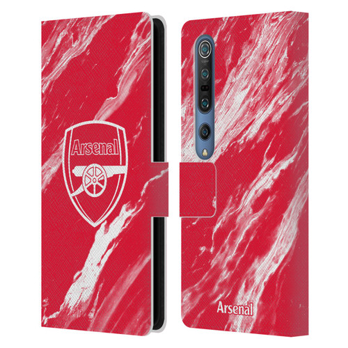 Arsenal FC Crest Patterns Red Marble Leather Book Wallet Case Cover For Xiaomi Mi 10 5G / Mi 10 Pro 5G