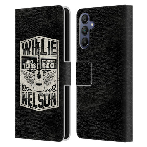 Willie Nelson Grunge Flying Guitar Leather Book Wallet Case Cover For Samsung Galaxy A15