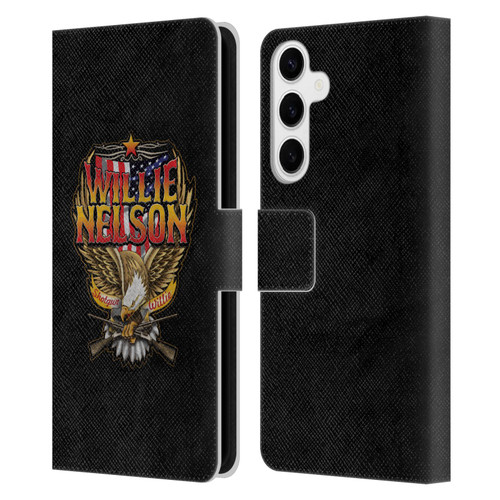 Willie Nelson Grunge Eagle Leather Book Wallet Case Cover For Samsung Galaxy S24+ 5G