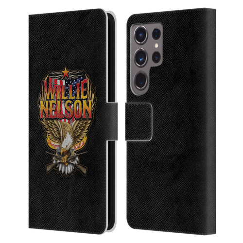 Willie Nelson Grunge Eagle Leather Book Wallet Case Cover For Samsung Galaxy S24 Ultra 5G