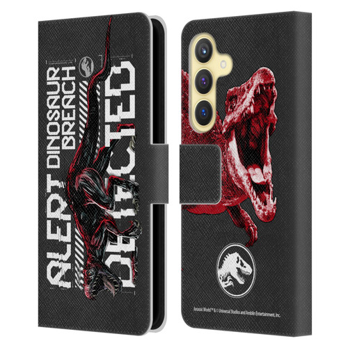 Jurassic World Fallen Kingdom Key Art Dinosaur Breach Leather Book Wallet Case Cover For Samsung Galaxy S24 5G