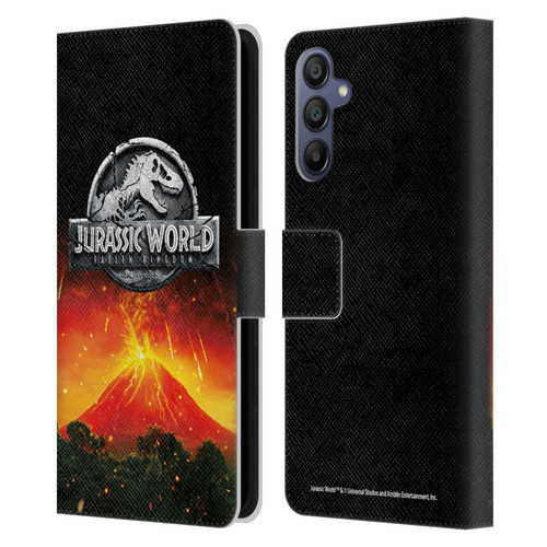 Jurassic World Fallen Kingdom Logo Volcano Eruption Leather Book Wallet Case Cover For Samsung Galaxy A15
