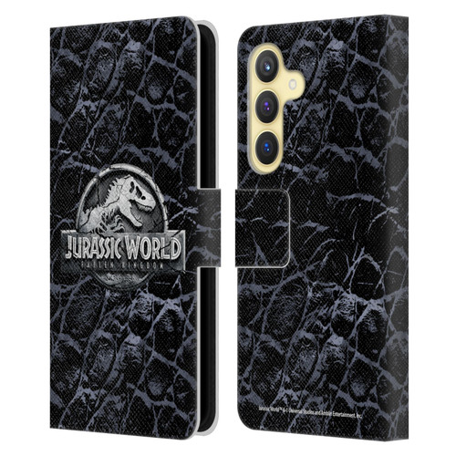 Jurassic World Fallen Kingdom Logo Dinosaur Scale Leather Book Wallet Case Cover For Samsung Galaxy S24 5G