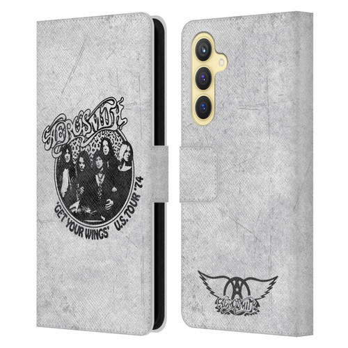 Aerosmith Black And White Get Your Wings US Tour Leather Book Wallet Case Cover For Samsung Galaxy S23 FE 5G