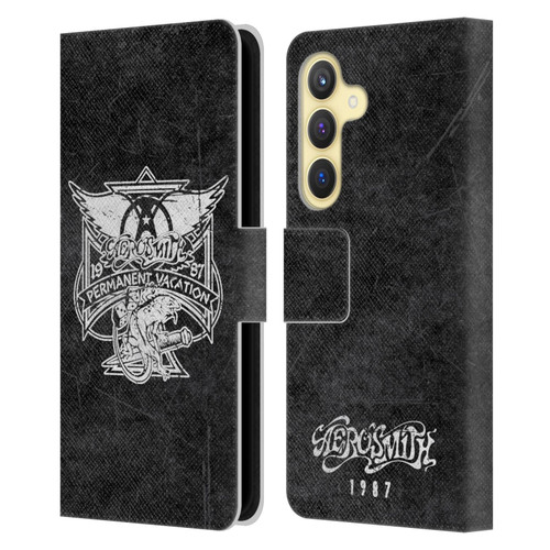 Aerosmith Black And White 1987 Permanent Vacation Leather Book Wallet Case Cover For Samsung Galaxy S24 5G