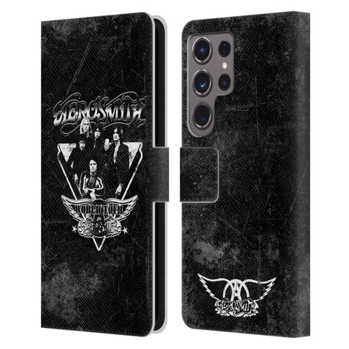 Aerosmith Black And White World Tour Leather Book Wallet Case Cover For Samsung Galaxy S24 Ultra 5G