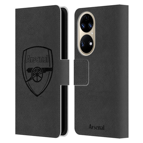 Arsenal FC Crest 2 Black Logo Leather Book Wallet Case Cover For Huawei P50
