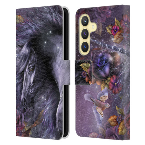 Laurie Prindle Fantasy Horse Blue Rose Unicorn Leather Book Wallet Case Cover For Samsung Galaxy S24 5G