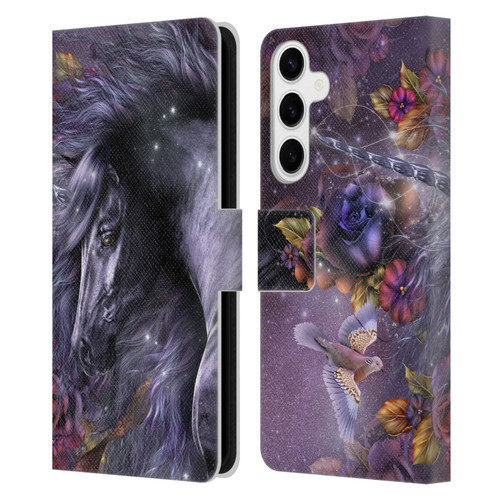 Laurie Prindle Fantasy Horse Blue Rose Unicorn Leather Book Wallet Case Cover For Samsung Galaxy S24+ 5G