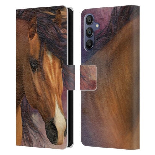 Laurie Prindle Western Stallion Flash Leather Book Wallet Case Cover For Samsung Galaxy A15