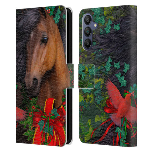 Laurie Prindle Western Stallion A Morgan Christmas Leather Book Wallet Case Cover For Samsung Galaxy A15