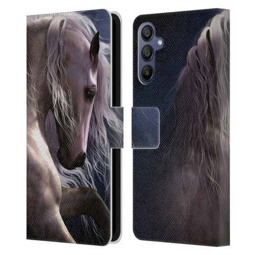Laurie Prindle Western Stallion Night Silver Ghost II Leather Book Wallet Case Cover For Samsung Galaxy A15