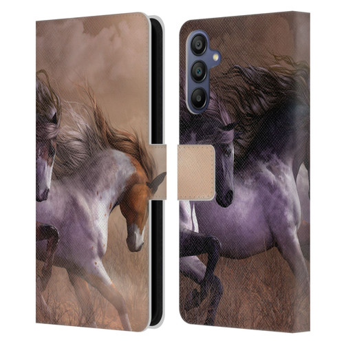 Laurie Prindle Western Stallion Run To Freedom Leather Book Wallet Case Cover For Samsung Galaxy A15