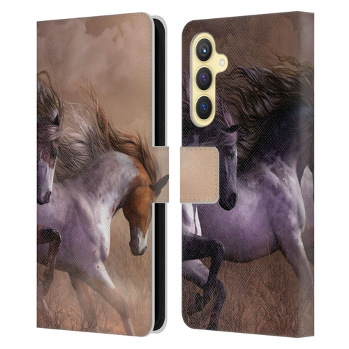 Laurie Prindle Western Stallion Run To Freedom Leather Book Wallet Case Cover For Samsung Galaxy S23 FE 5G