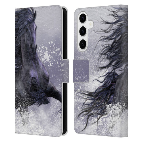 Laurie Prindle Western Stallion Winter Thunder Leather Book Wallet Case Cover For Samsung Galaxy S24+ 5G