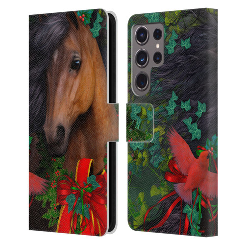 Laurie Prindle Western Stallion A Morgan Christmas Leather Book Wallet Case Cover For Samsung Galaxy S24 Ultra 5G