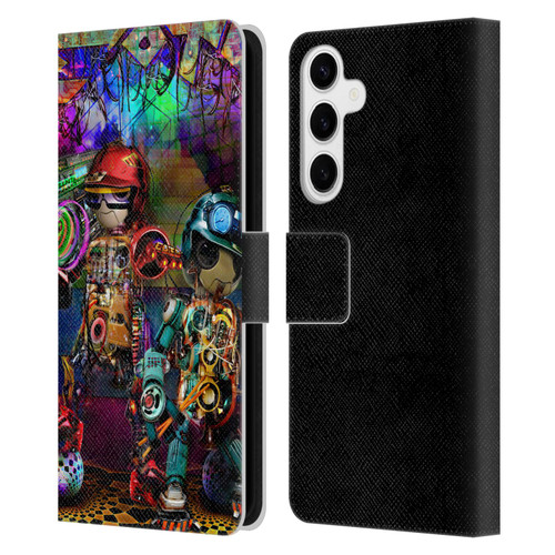 Jumbie Art Visionary Boombox Robots Leather Book Wallet Case Cover For Samsung Galaxy S24+ 5G