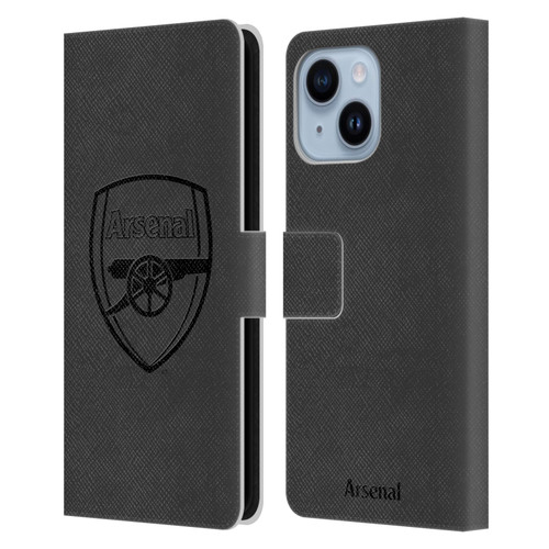 Arsenal FC Crest 2 Black Logo Leather Book Wallet Case Cover For Apple iPhone 14 Plus