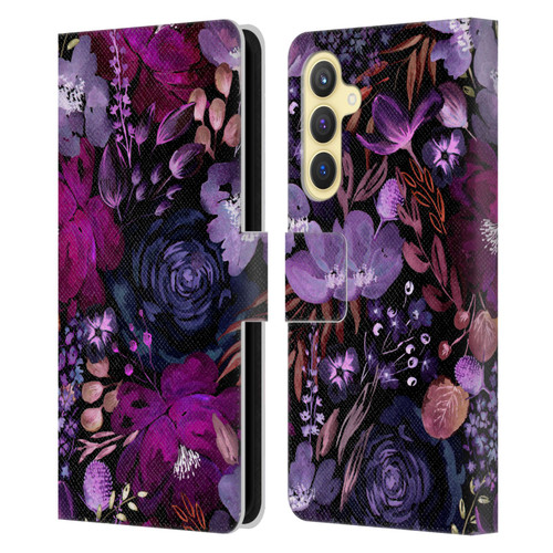 Anis Illustration Graphics Floral Chaos Purple Leather Book Wallet Case Cover For Samsung Galaxy S23 FE 5G