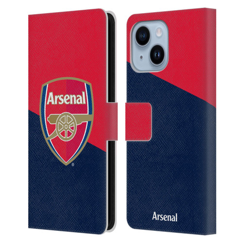 Arsenal FC Crest 2 Red & Blue Logo Leather Book Wallet Case Cover For Apple iPhone 14 Plus
