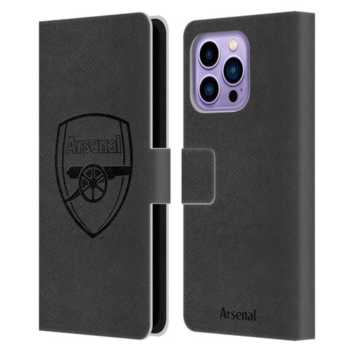 Arsenal FC Crest 2 Black Logo Leather Book Wallet Case Cover For Apple iPhone 14 Pro Max